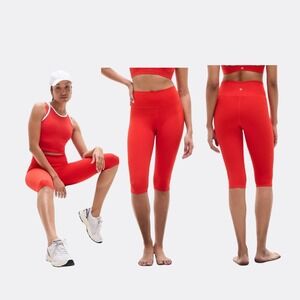 Athleta Transcend High Rise Rib Crop Leggings Red Size S – VitaFree Ribbed Textu
